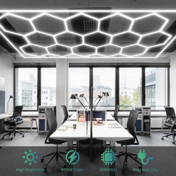 14 Hexagonal Grid Shop Lights for Garage - Image 3