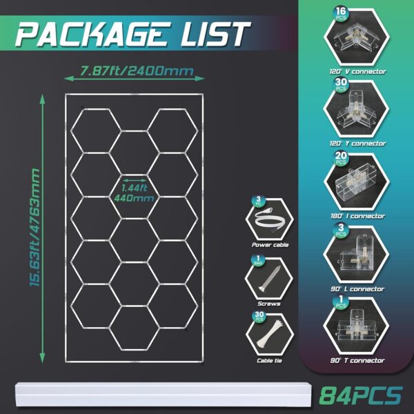 14 Hexagonal Grid Shop Lights for Garage - Image 4