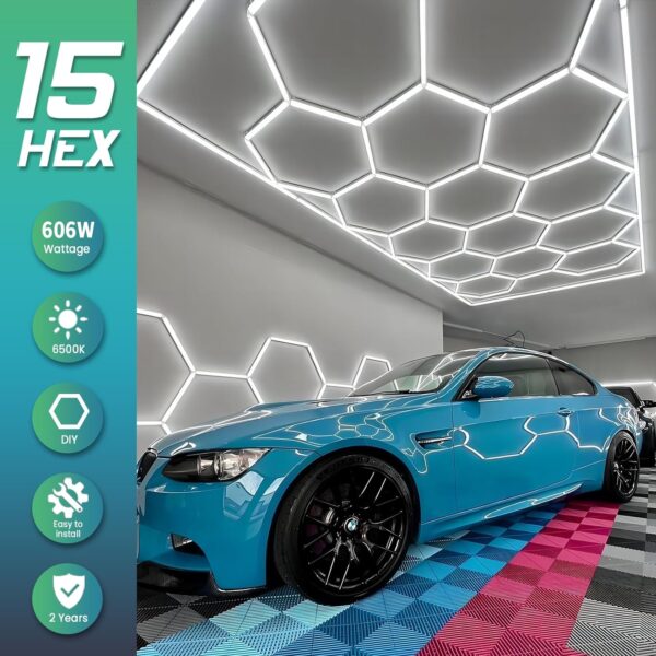 14 Hexagonal Grid Shop Lights for Garage - Image 5