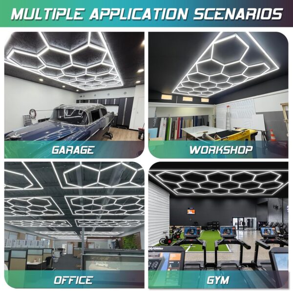 14 Hexagonal Grid Shop Lights for Garage - Image 6