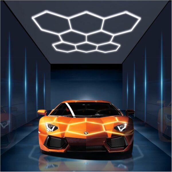 Esagono Luci a LED per Parrucchiere Garage Palestra Magazzino Auto Detailing Officina Centro Commerciale, 25200LM Ultra Luminoso 8 Griglie